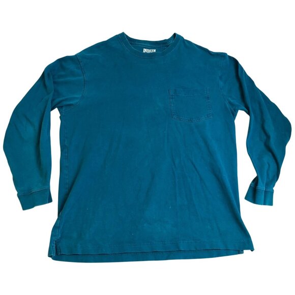 Duluth Trading Mens T-Shirt Medium Teal Long Sleeve Cotton Shirt W/ Chest Pocket - Picture 1 of 7
